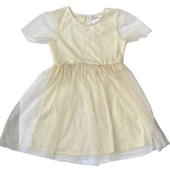 Forever Me Ivory Tulle Gold Accent Party Dress Sz 6 Girls - Picture 1 of 9
